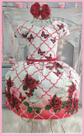 Vestido Infantil Festa Pérola Primavera / Borboletas Vermelho