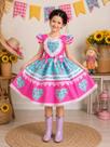 Vestido Infantil Festa Rosa Verde Coração Flores Babados Junino Fazenda Caipira Quadrilha São João Vestido Infantil Festa Rosa Verde Coração Flores Babados Junino Fazenda Caipira Quadrilha São João