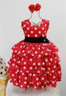 Vestido Infantil Festa Tema Minnie Vermelho Poa Luxo E Tiara