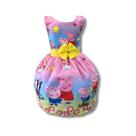 Vestido Infantil Festa Temático Meninas Peppa Pig Luxo Rosa - Vestido Infantil Festa Temático Meninas Peppa Pig Luxo Rosa -