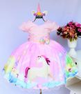 Vestido Infantil Festa Unicórnio Luxo E Tiara