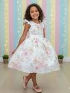 Vestido Infantil Florido Off White Midi Festa para Meninas