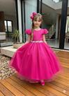 Vestido Infantil Formatura Pink Longo com Glitter para Daminhas