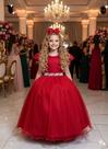 Vestido Infantil Formatura Vermelho Longo com Glitter para Dama