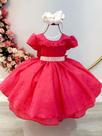 Vestido Infantil Goiaba Laise Com Babados Luxo Daminhas Festas
