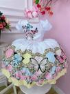 Vestido Infantil Jardim das Borboletas Encantado com Pérolas