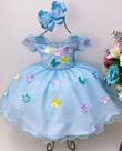 Vestido infantil jardim encantado azul bosque borboletas