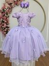 Vestido Infantil Jardim Encantado Jardim das Borboletas Com Renda Lilás Festas
