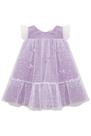 Vestido Infantil Jardim Encantado Lilás Com Borboletas 3D Verão Kukiê 77674