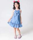 Vestido Infantil Jeans Babado Laço Tam 4 a 10-56203