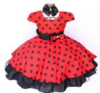 Vestido Infantil Joaninha Festa Tematica Aniversario E Tiara