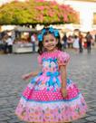 Vestido Infantil Junino Arraiá Rosa Chiclete Festa São João Vestido Infantil Junino Arraiá Rosa Chiclete Festa São João