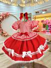 Vestido Infantil Junino Caipira Arraiá Xadrez Vermelho