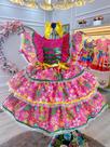Vestido Infantil Junino Festa São João Caipira Pink Florido Vestido Infantil Junino Festa São João Caipira Pink Florido