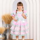 Vestido Infantil Junino Florzinha e Xadrez Rosa e Verde Claro Douvelin Tamanho:2 anos Vestido Infantil Junino Florzinha e Xadrez Rosa e Verde Claro Douvelin Tamanho:2 anos