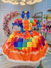 Vestido Infantil Junino Laranja Xadrez Colorido Luxo