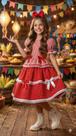 Vestido infantil Junino Mimadine Luxo Stefanny Vermelho Vestido infantil Junino Mimadine Luxo Stefanny Vermelho