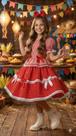 Vestido infantil Junino Mimadine Luxo Stefanny Vermelho
