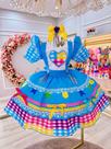 Vestido Infantil Junino para Festas Azul Colorido Luxo - Tamanho P, M, G