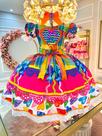 Vestido Infantil Junino Xadrez Colorido Super Luxo