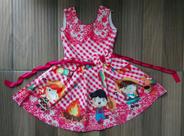 Vestido Infantil Junino Xadrez Rosa Festa Junina Tecido Neoprene