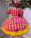Vestido Infantil Junino Xadrez Rosa Luxo Quermesse Feliz - Festas Juninas