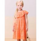 Vestido Infantil Laranja de Laise com Babado - MOMI Vestido Infantil Laranja de Laise com Babado - MOMI