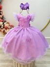 Vestido Infantil Lilás Jardim das Borboletas para Festas - Tamanhos Disponíveis