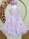 Vestido Infantil Lilás Jardim Encantado com Apliques para Festas Vestido Infantil Lilás Jardim Encantado com Apliques para Festas