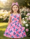 Vestido Infantil Lilo Stitch e Angel Com Laço Rosa Colorido