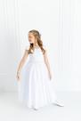 Vestido Infantil Longo Branco com Saia Tule Infantil Festa Batizado Formatura Ref4027