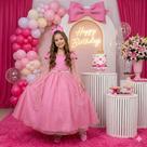 Vestido Infantil Longo Diamante Rosa Chiclete - Elegante e Confortável