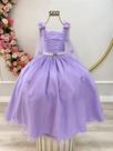 Vestido Infantil Longo Lilás com Aplique de Borboletas para Festas e Daminhas de Luxo