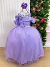 Vestido Infantil Longo Lilás para Formatura com Tule e Glitter para Festa