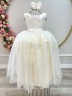 Vestido Infantil Longo Off White Daminhas Festas Luxo