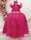 Vestido Infantil Longo Pink Daminhas Fardamento Formatura Com Glitter