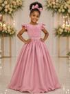 Vestido Infantil Longo Rose Com Busto Nervura Daminhas Festas RAM4010RE Vestido Infantil Longo Rose Com Busto Nervura Daminhas Festas RAM4010RE