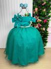 Vestido Infantil Longo Verde para Formatura com Tule e Glitter para Festa