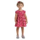 Vestido Infantil Manga Curta Malha Algodão Vermelho Coração