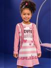 Vestido Infantil Manga Longa Em Fly Tech Ursa E A Mochila Rosa - Kukiê