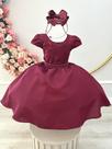 Vestido Infantil Marsala Busto Com Renda Daminha Festas