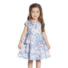 Vestido Infantil Meia Manga Estampa Flores Azul Claro e Rosa - Ninali