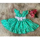 Vestido Infantil Menina Elegante Verde Bolinhas Brancas