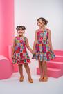 Vestido Infantil Menina Estampa Floral com Babados Bonekinhas