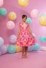 Vestido Infantil Menina Estampado Colorido Alça de Cordão - Marias - Rosa - 08