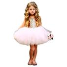 Vestido Infantil Menina Festa Brim Florido + Lantejoula Tule Vestido Infantil Menina Festa Brim Florido + Lantejoula Tule
