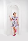 Vestido Infantil Menina Gatinhos Branco Picolé Rosa
