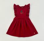 Vestido Infantil Menina Grow Up Vermelho Babado Bordado Cereja Passeio Festa Dia a Dia