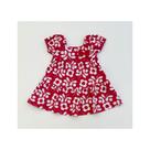 Vestido Infantil Menina Kyly Vermelho Estampado Flores Manga Curta Moda Casual Verão