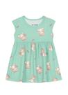 Vestido Infantil Menina Manga Curta Estampa Ursinho Verde Brandili